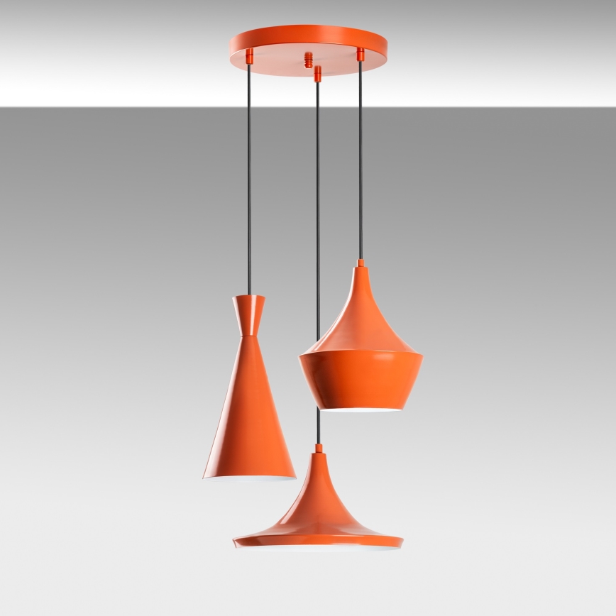 Lustre em cabo TOM 3xE27/40W/230V laranja