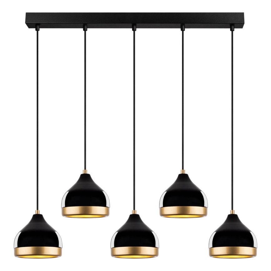 Lustre em cabo YILDO 5xE27/40W/230V preto/dourado