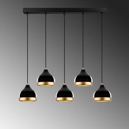 Lustre em cabo YILDO 5xE27/40W/230V preto/dourado