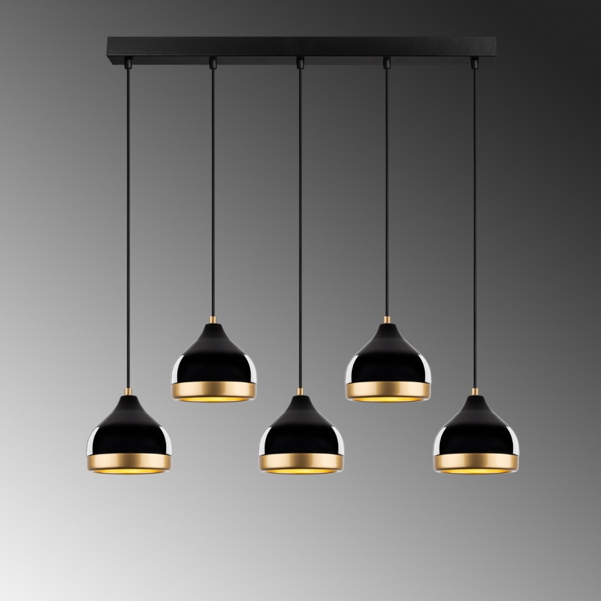 Lustre em cabo YILDO 5xE27/40W/230V preto/dourado