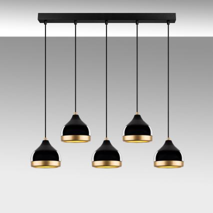 Lustre em cabo YILDO 5xE27/40W/230V preto/dourado