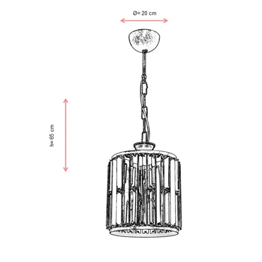 Lustre em corrente CRYSTALLINE 1xE27/6W/230V bronze