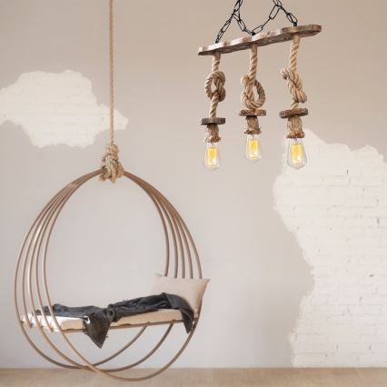 Lustre em corrente EREBOS 3xE27/40W/230V castanho