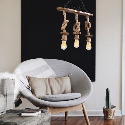 Lustre em corrente EREBOS 3xE27/40W/230V castanho
