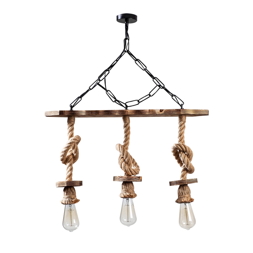 Lustre em corrente EREBOS 3xE27/40W/230V castanho