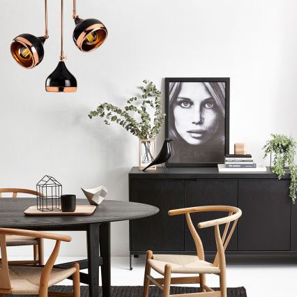 Lustre em haste YILDO 3xE27/40W/230V preto/cobre