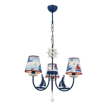 Lustre infantil BOAT 3xE14/40W/230V azul