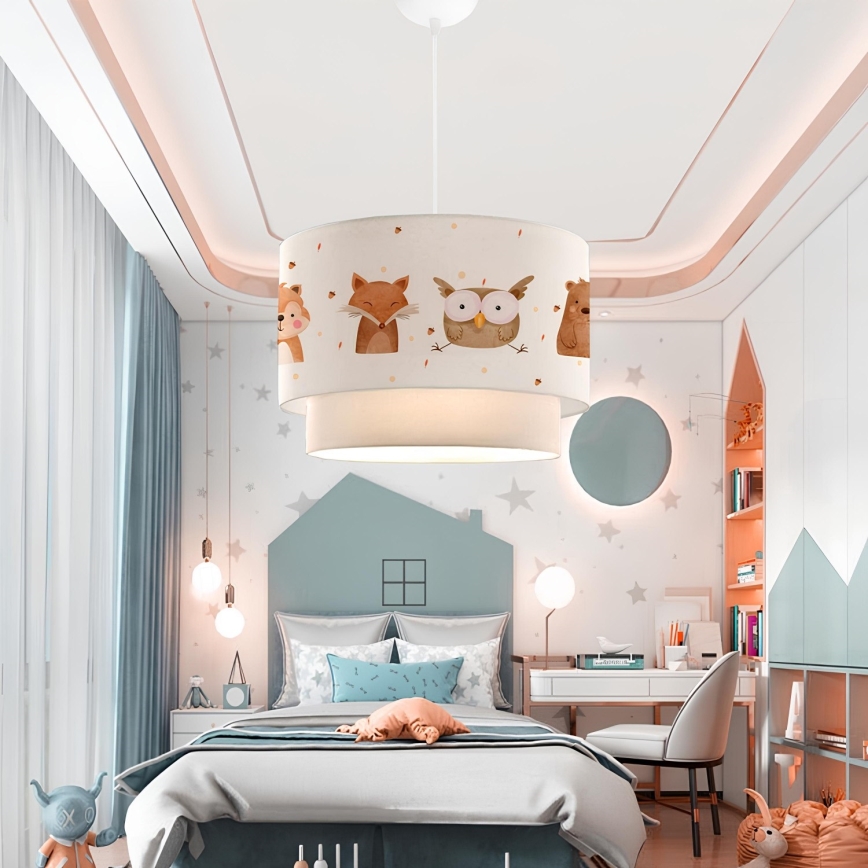 Lustre infantil CANDY 1xE27/40W/230V branco/castanho