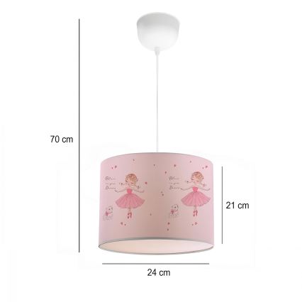 Lustre infantil CANDY 1xE27/40W/230V rosa