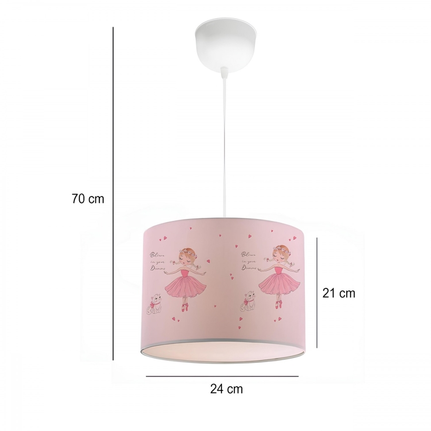 Lustre infantil CANDY 1xE27/40W/230V rosa