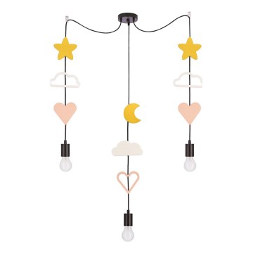 Lustre infantil com cabo TRIO 3xE27/20W/230V amarelo/branco/rosa