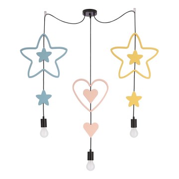 Lustre infantil com cabo TRIO 3xE27/20W/230V azul/rosa/amarelo