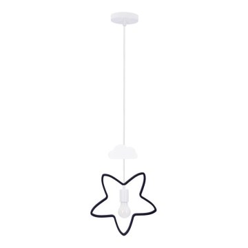 Lustre infantil pendente STARS 1xE27/20W/230V preto/belo