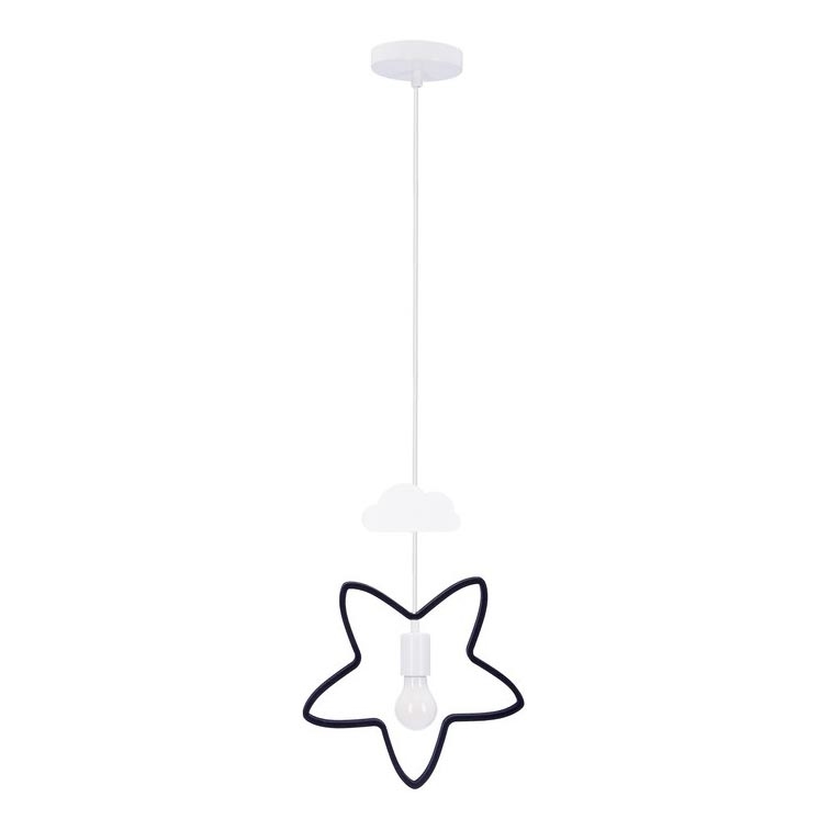 Lustre infantil pendente STARS 1xE27/20W/230V preto/belo