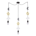 Lustre infantil suspenso por cabo TRIO 3xE27/20W/230V cinzento/amarelo/branco