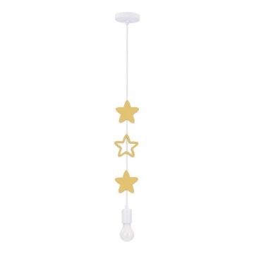 Lustre infantil suspenso STARS 1xE27/20W/230V amarelo/branco