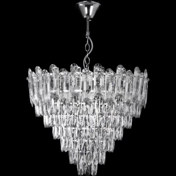 Lustre LED com corrente 11xE27/60W/230V + 7xLED/6W pr. 60 cm cromado brilhante