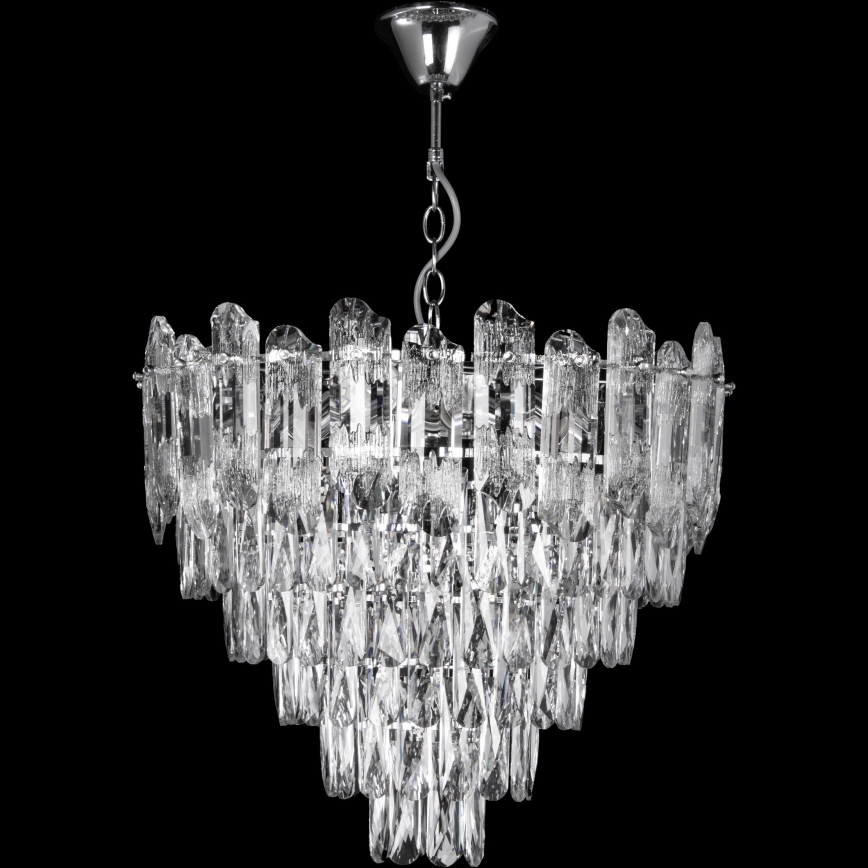 Lustre LED com corrente 9xE27/60W/230V + 6xLED/6W, diâmetro 50 cm, cromado brilhante