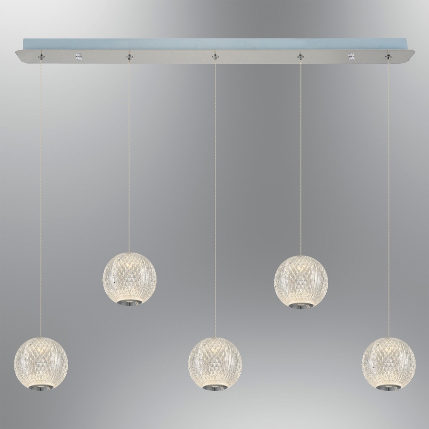 Lustre LED de suspensão CREMONA 5xLED/5W/230V 3000K cromado fosco