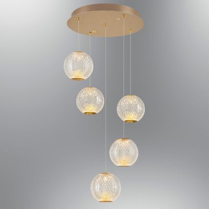 Lustre LED de suspensão CREMONA 5xLED/5W/230V 3000K dourado