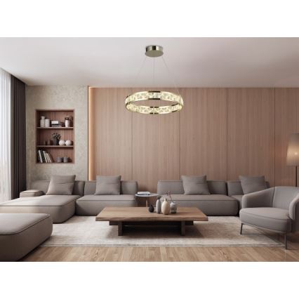 Lustre LED de cristal dimerizável suspenso por cabo ENRIQUE LED/55W//230V 3000-6000K diâmetro 80 cm + comando remoto