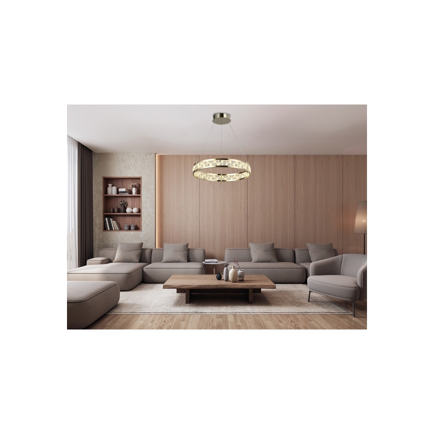 Lustre LED de cristal dimerizável suspenso por cabo ENRIQUE LED/55W//230V 3000-6000K diâmetro 80 cm + comando remoto