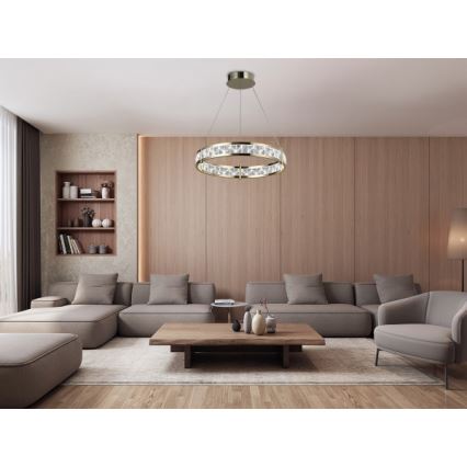Lustre LED de cristal dimerizável suspenso por cabo ENRIQUE LED/55W//230V 3000-6000K diâmetro 80 cm + comando remoto