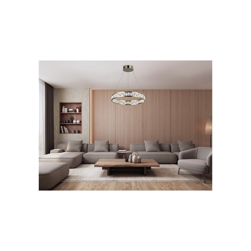 Lustre LED de cristal dimerizável suspenso por cabo ENRIQUE LED/55W//230V 3000-6000K diâmetro 80 cm + comando remoto