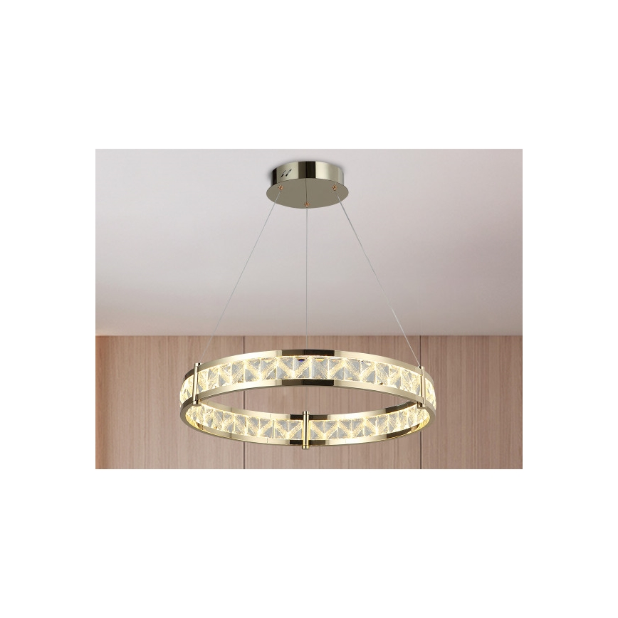 Lustre LED de cristal dimerizável suspenso por cabo ENRIQUE LED/55W//230V 3000-6000K diâmetro 80 cm + comando remoto