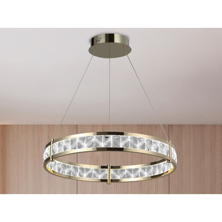 Lustre LED de cristal dimerizável suspenso por cabo ENRIQUE LED/55W//230V 3000-6000K diâmetro 80 cm + comando remoto