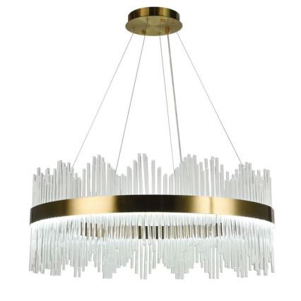 Lustre de cristal LED regulável em cabo LED/110W/230V 3000-6500K dourado + comando à distância