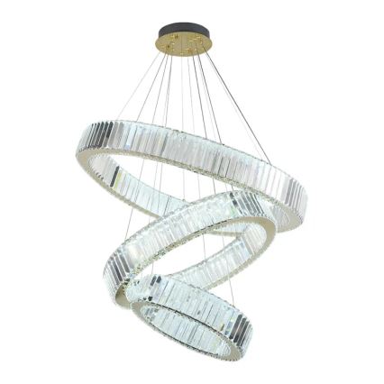 Lustre de cristal LED regulável em cabo LED/115W/230V 3000-6500K cromo/dourado + comando à distância