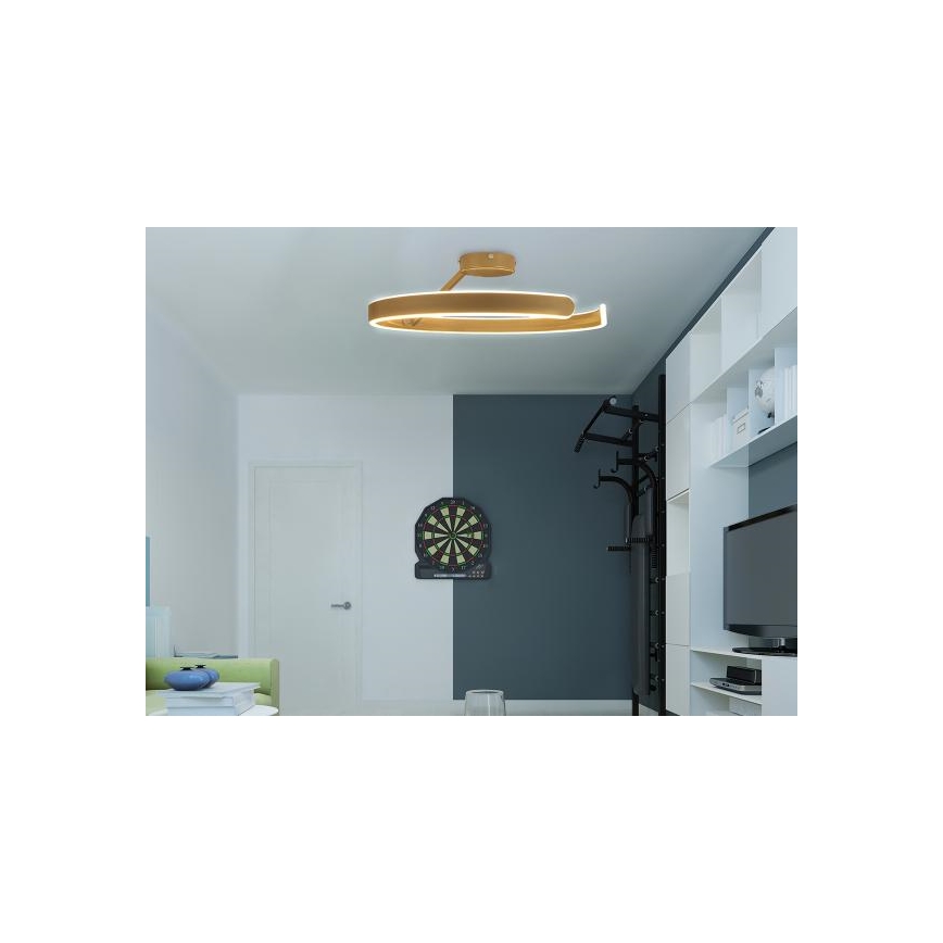 Lustre de teto LED dimmerizável LED/72W/230V 3000-6500K dourado + controlo remoto