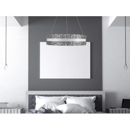 Lustre de cristal LED regulável em cabo LED/80W/230V 3000-6500K branco + controlo remoto