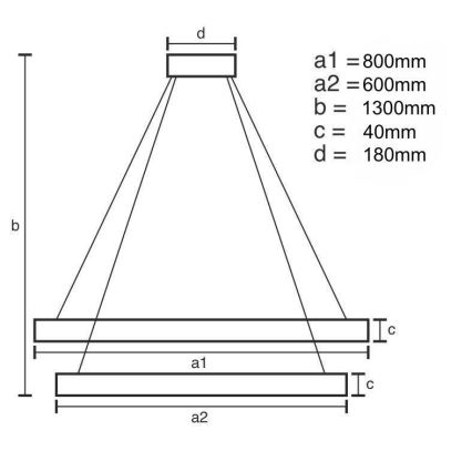 Lustre LED regulável em cabo LED/100W/230V 3000-6500K + controlo remoto