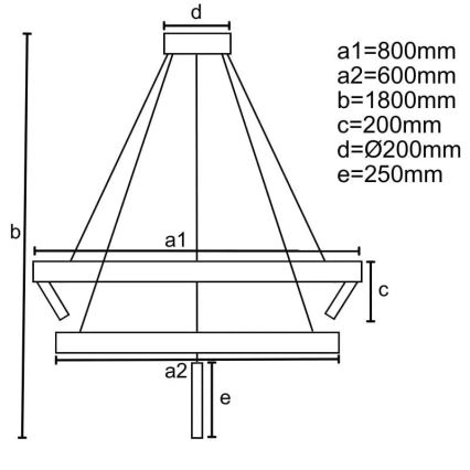 Lustre LED regulável em cabo LED/140W/230V 3000-6500K + comando à distância