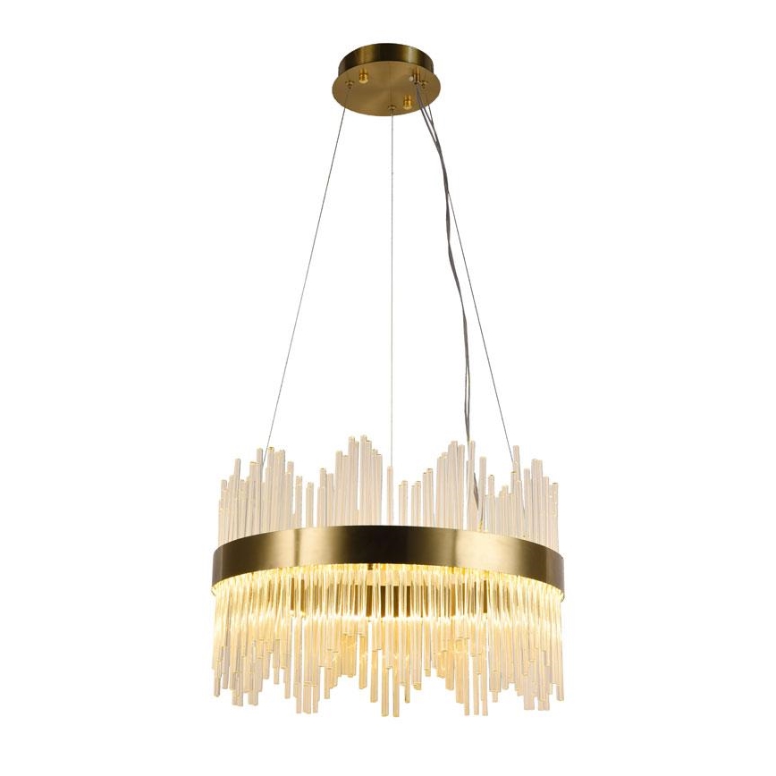 Lustre de cristal LED regulável em cabo LED/70W/230V 3000-6500K dourado + controlo remoto
