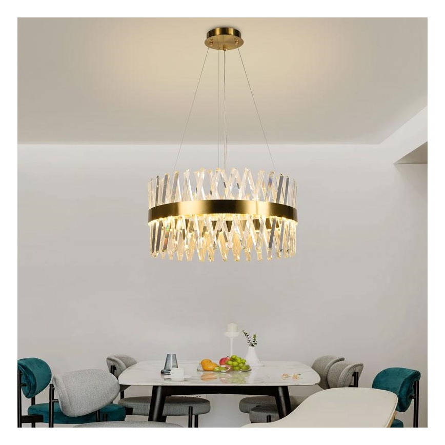 Lustre de cristal LED dimmerizável em cabo LED/80W/230V 3000-6500K dourado + comando à distância