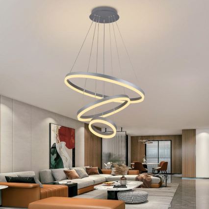 Lustre LED regulável em cabo LED/85W/230V 3000-6500K diâmetro 60 cm diâmetro 60 cm + controlo remoto