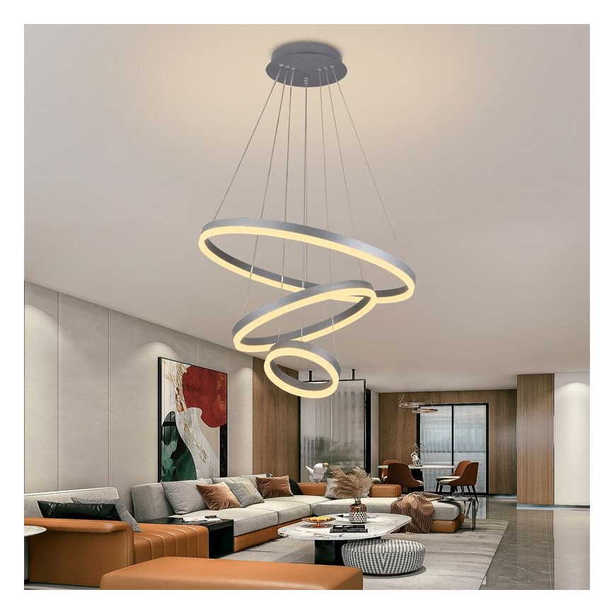 Lustre LED regulável em cabo LED/85W/230V 3000-6500K diâmetro 60 cm diâmetro 60 cm + controlo remoto