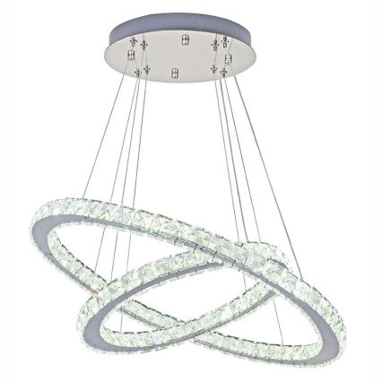 Lustre de cristal LED regulável em cabo LED/115W/230V 3000-6500K prata + controlo remoto