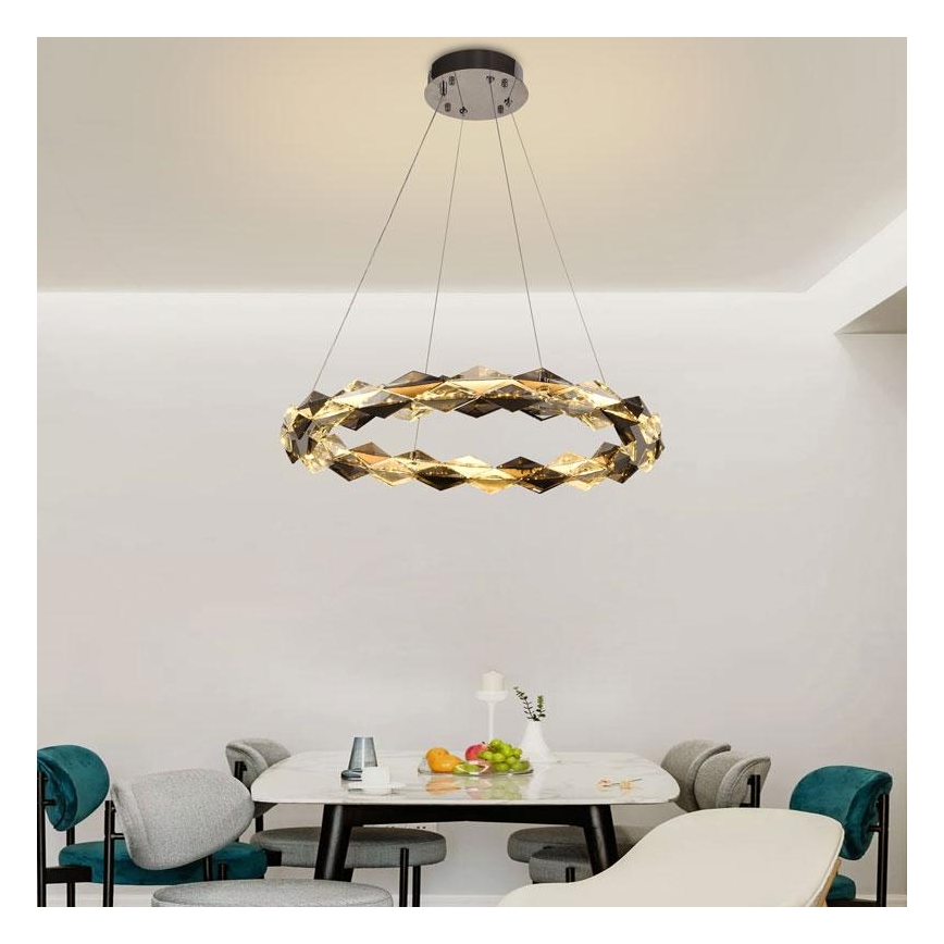 Lustre de cristal LED regulável em cabo LED/40W/230V 3000-6500K cromo brilhante + controlo remoto