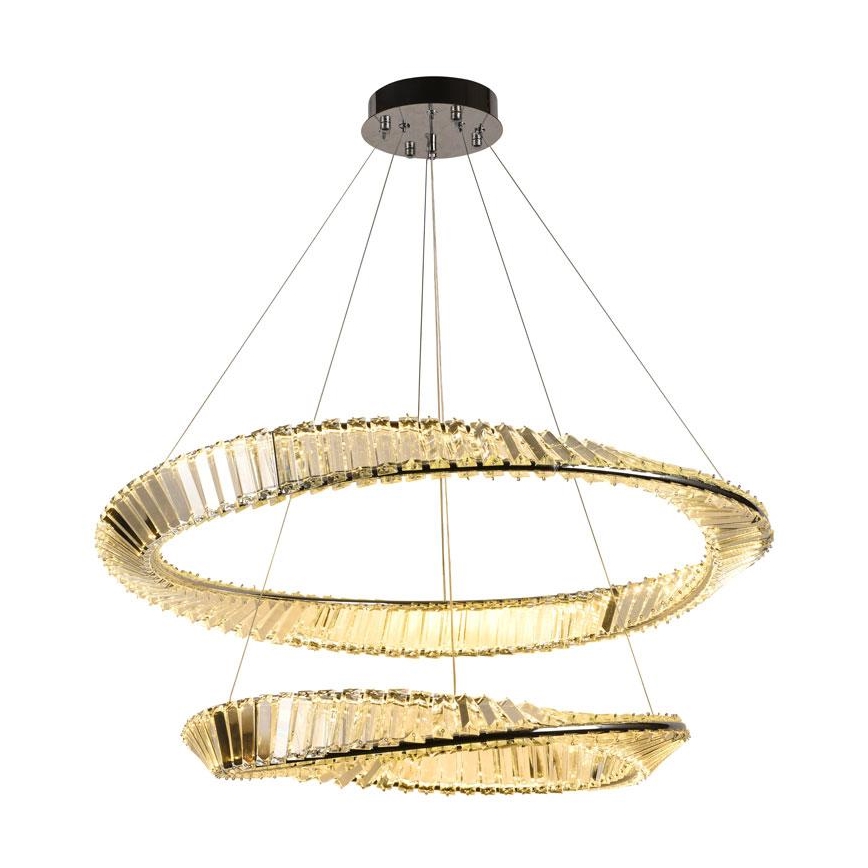 Lustre de cristal LED regulável em cabo LED/90W/230V 3000-6500K cromo brilhante + comando à distância