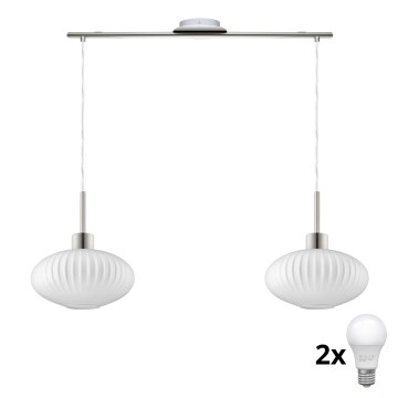 Lustre LED em cabo HARMA 2xE27/60W/230V cromado fosco/branco