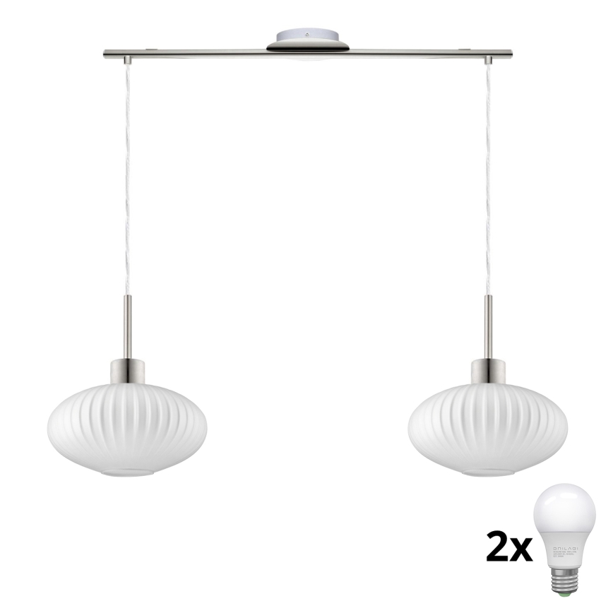 Lustre LED em cabo HARMA 2xE27/60W/230V cromado fosco/branco