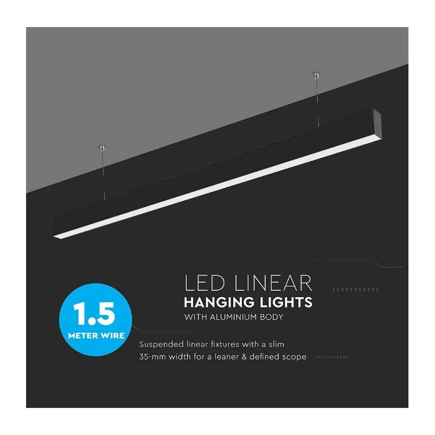 Lustre LED em cabo CHIP SAMSUNG LED/40W/230V 4000K preto