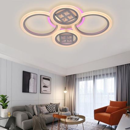 Lustre de teto LED RGB regulável LED/50W/230V 3000-6500K + controlo remoto