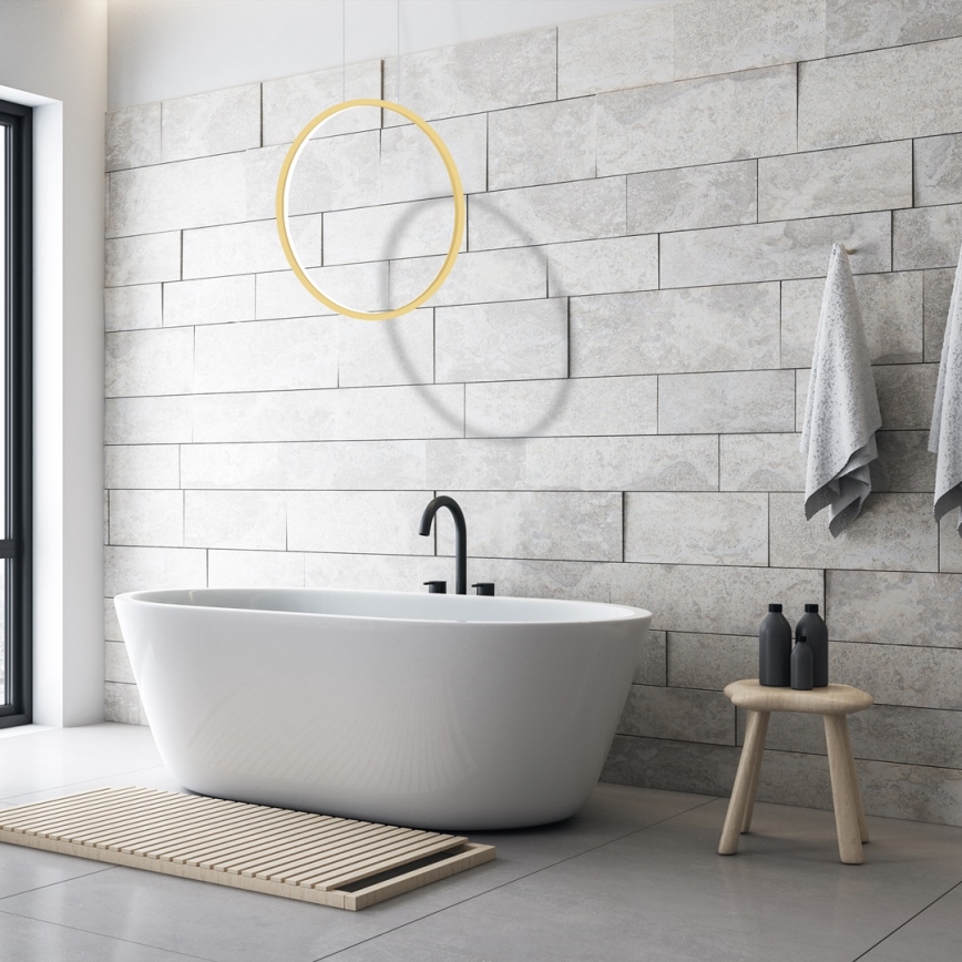 Lustre LED suspenso SATURNO LED/28W/230V diâmetro 50 cm IP44 dourado