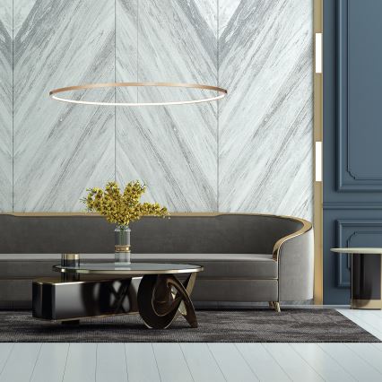 Lustre LED suspenso em cabo SATURNO LED/57W/230V Ø 100 cm IP44 dourado