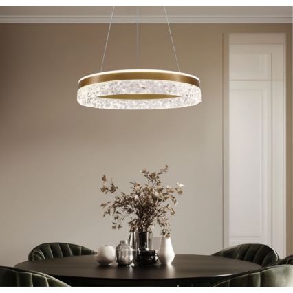 Lustre LED suspenso FROZI LED/32W/230V diâmetro 50 cm dourado